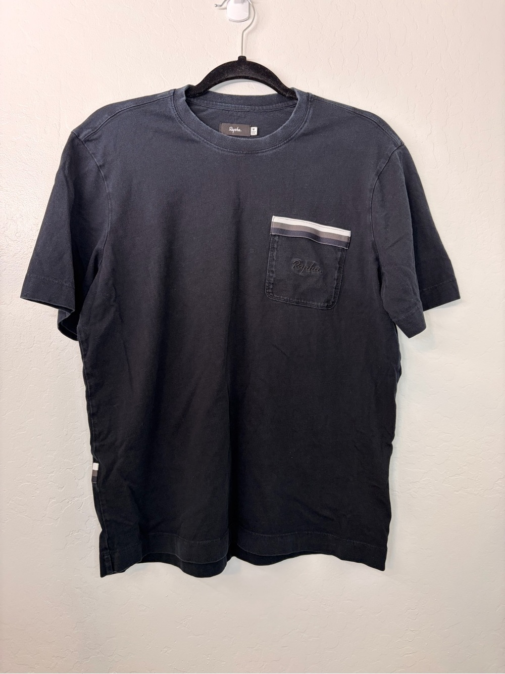 Rapha Black Short Sleeve Pocket Tee with Stripe Accent 0034